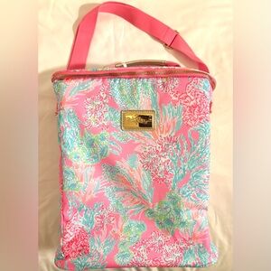 Lilly Pulitzer Insulated Market Carrier Picnic Cooler Beach Bag Pink Blue New